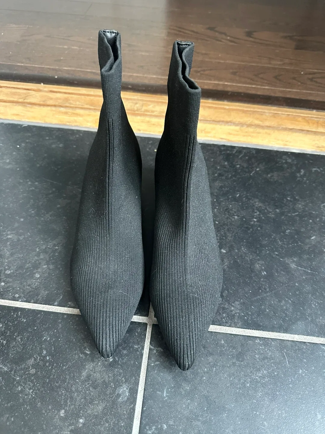 Black Sock Boots with Pearl Heel Detail image indicator(2)