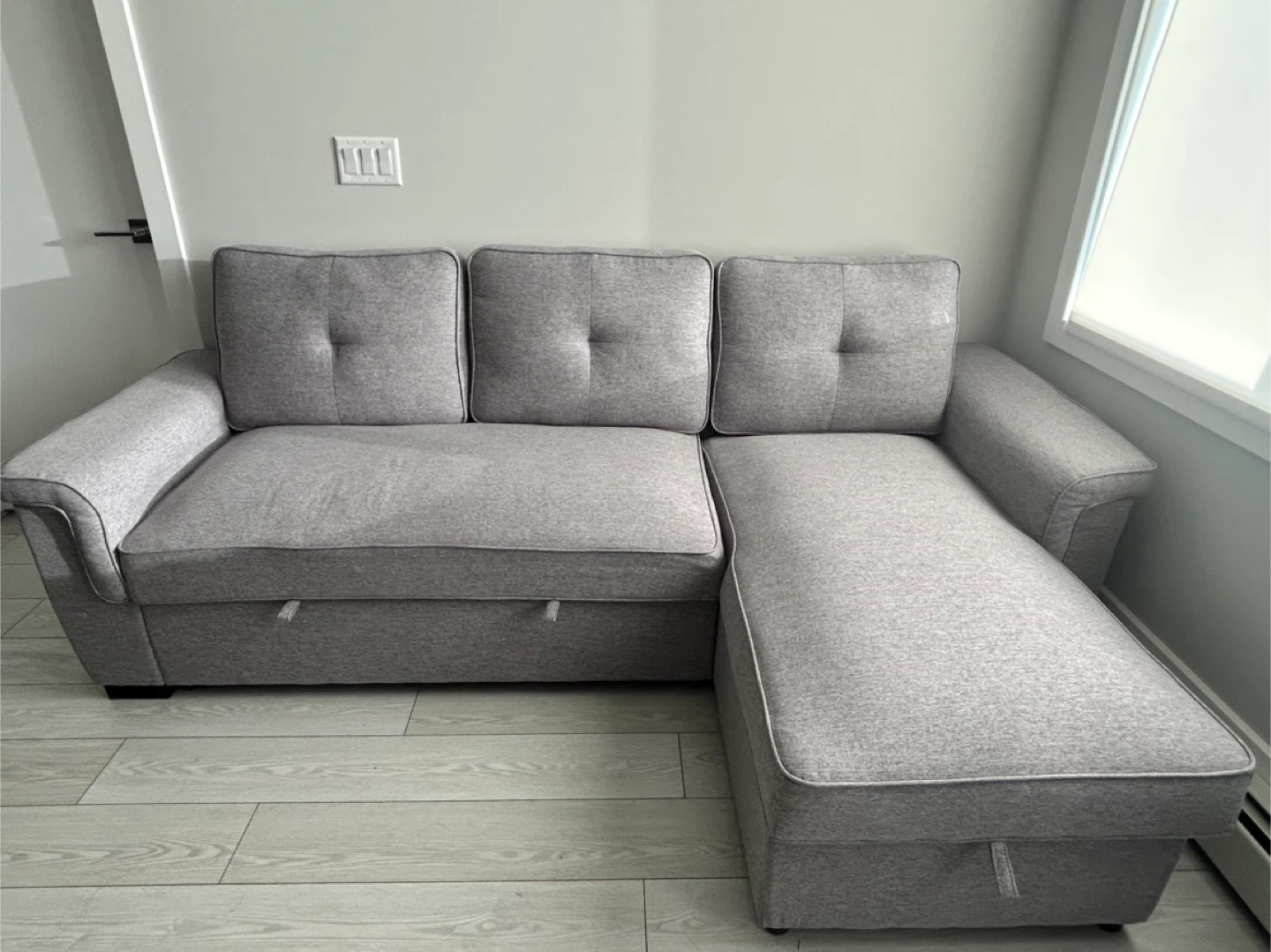 Grey Sectional Sofa with Pull Out Bed & Storage - photo 3