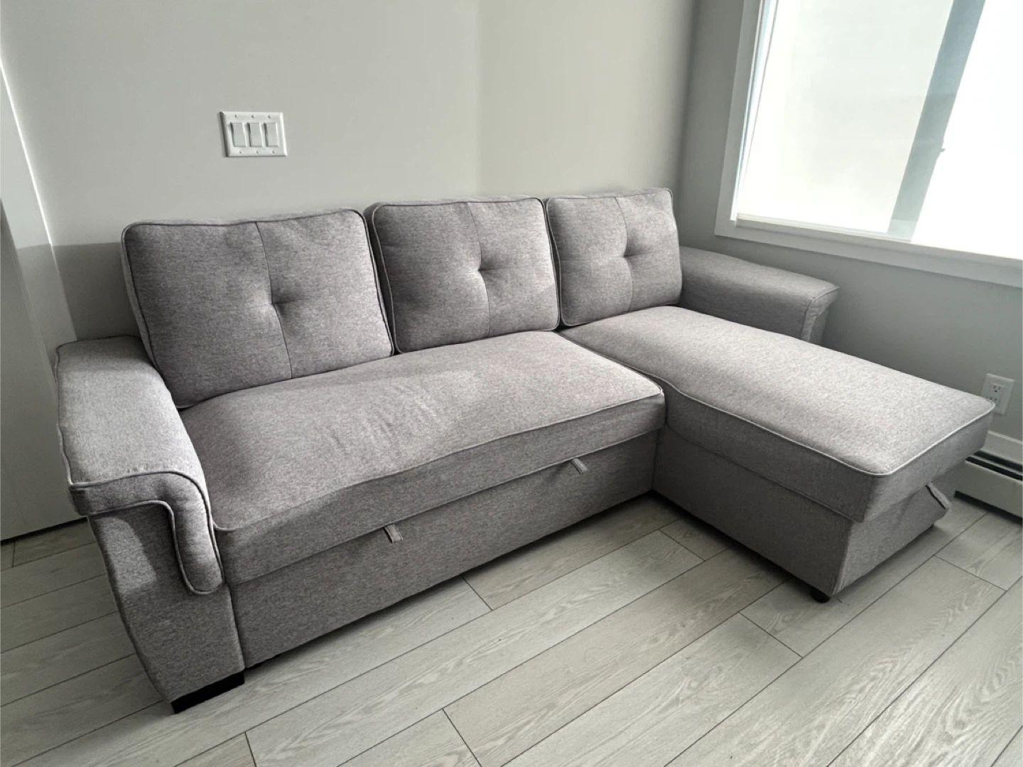 Grey Sectional Sofa with Pull Out Bed & Storage - photo 2