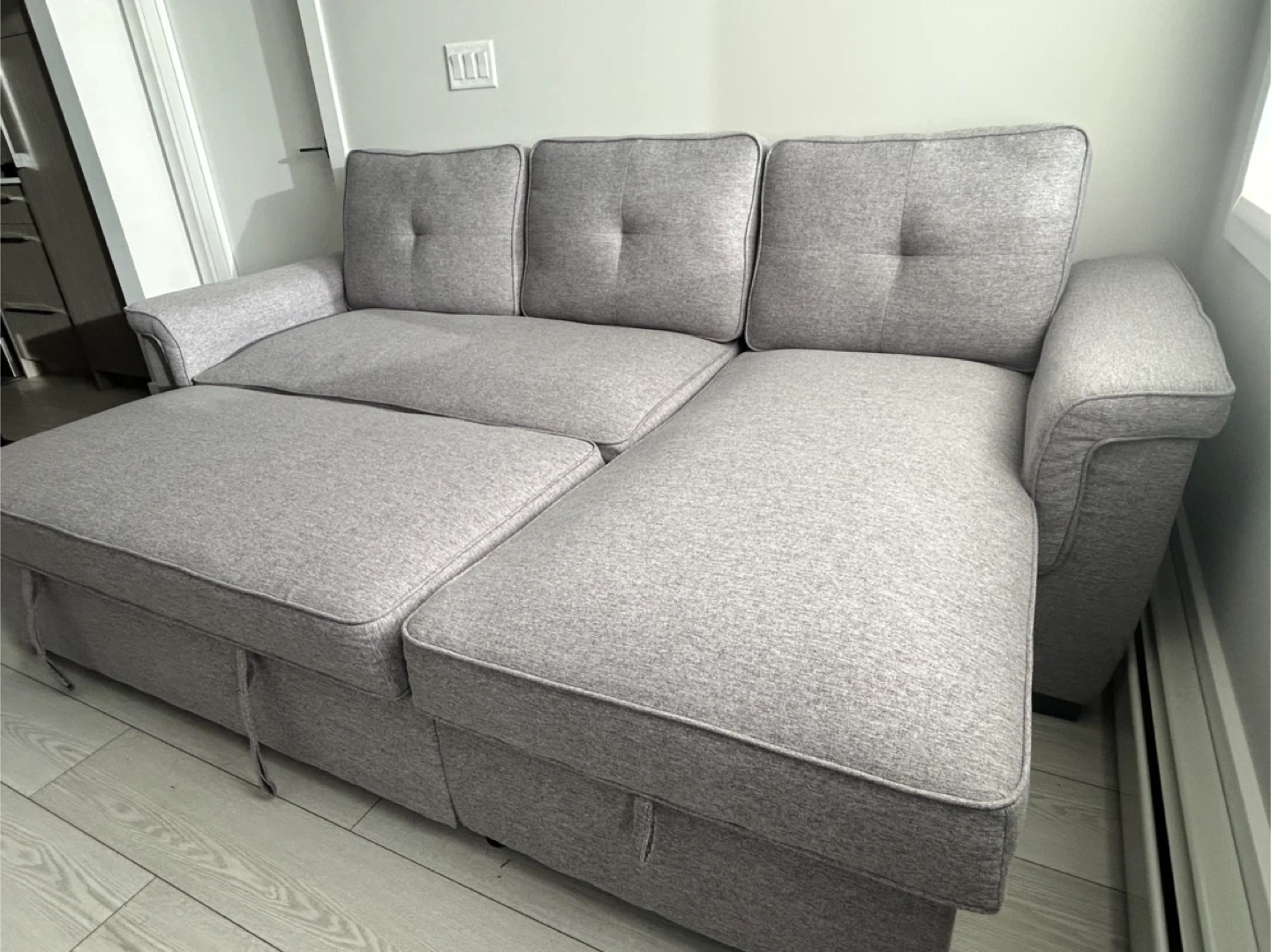 Grey Sectional Sofa with Pull Out Bed & Storage - photo 5