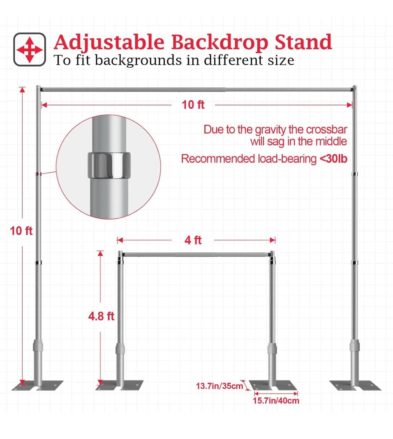 Emart Adjustable Backdrop Stand - Aluminum Alloy - photo 2