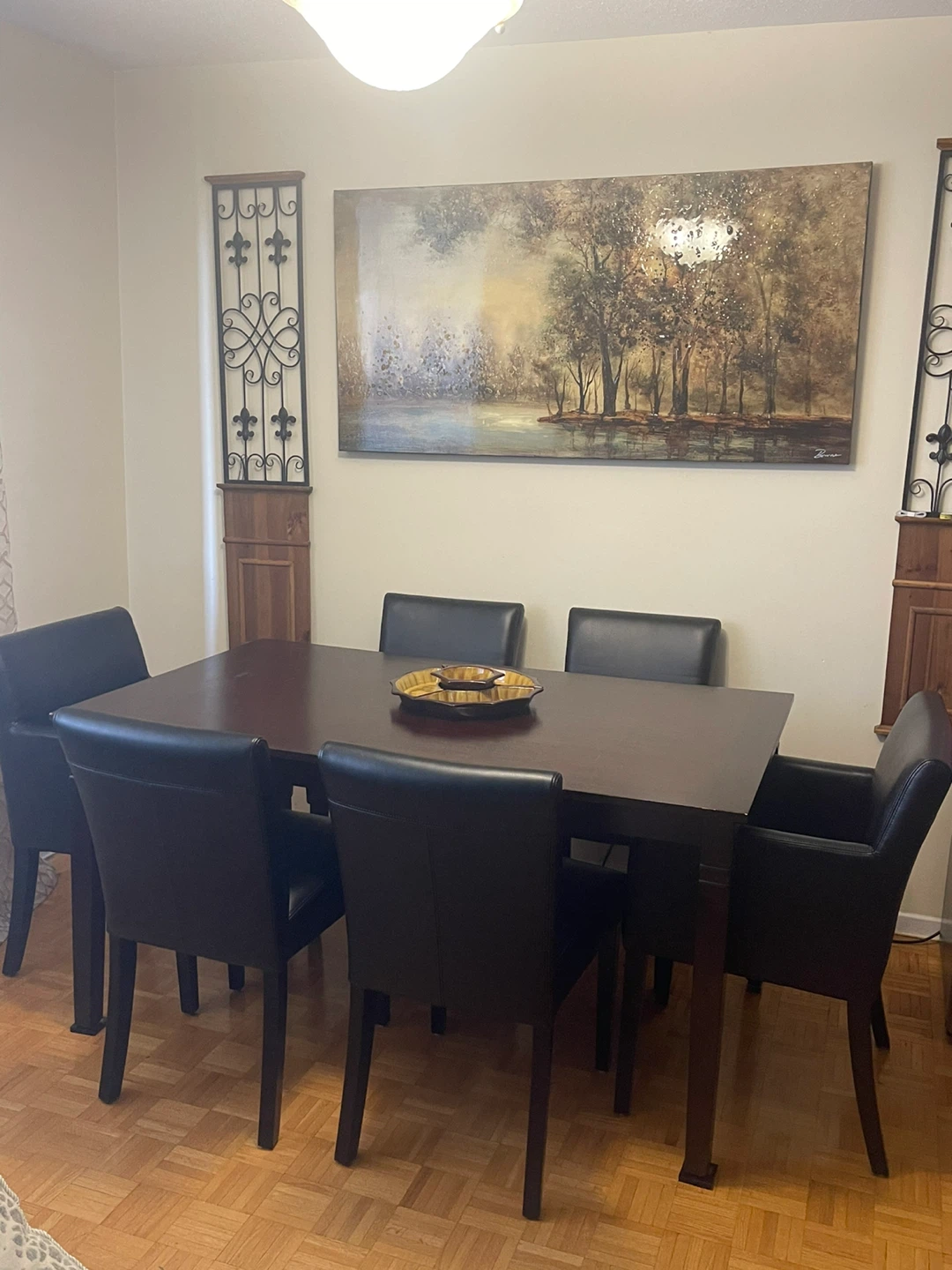 Crate & Barrel Dining Table with 6 Chairs - Black