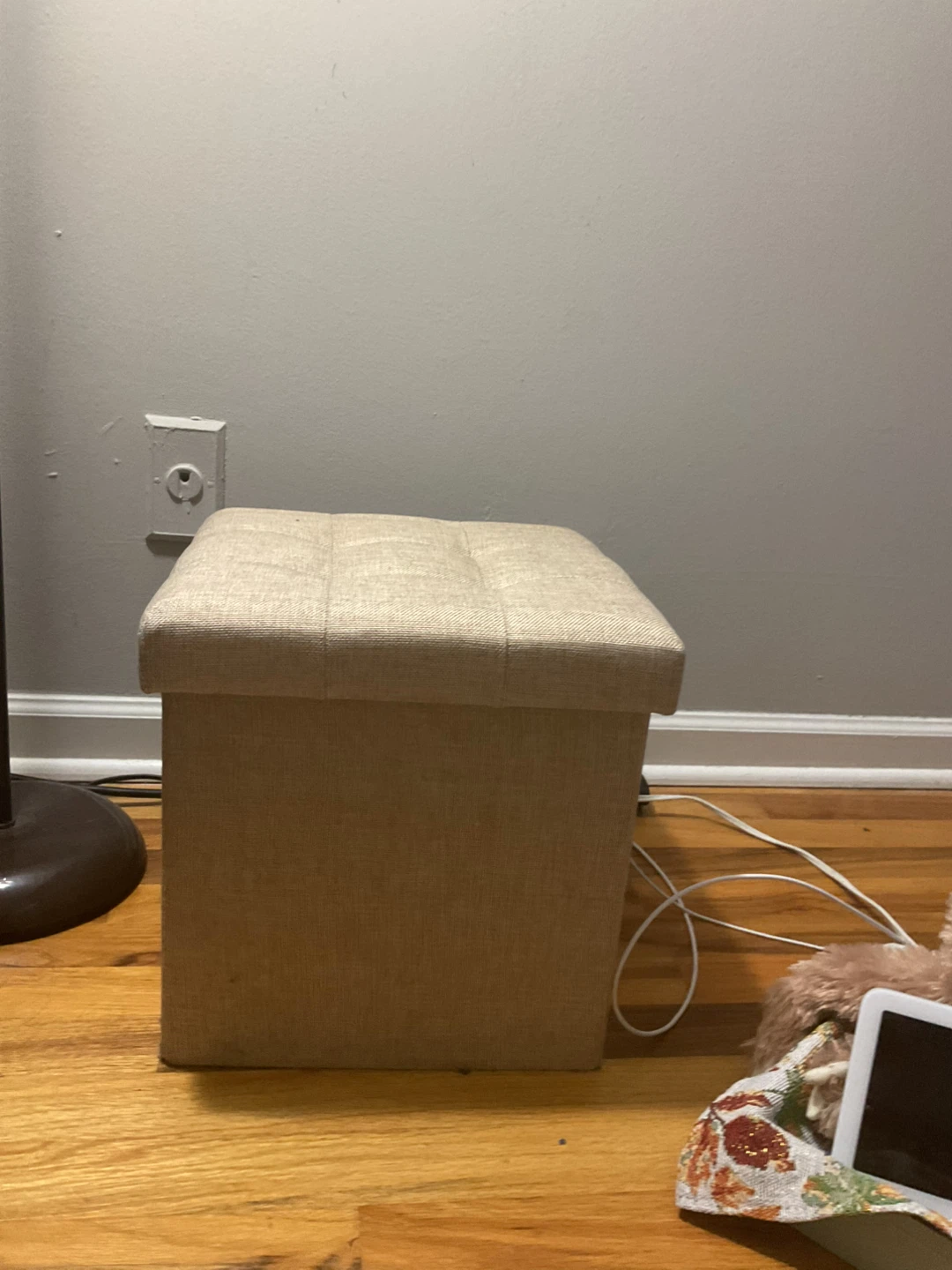 Beige Storage Ottoman