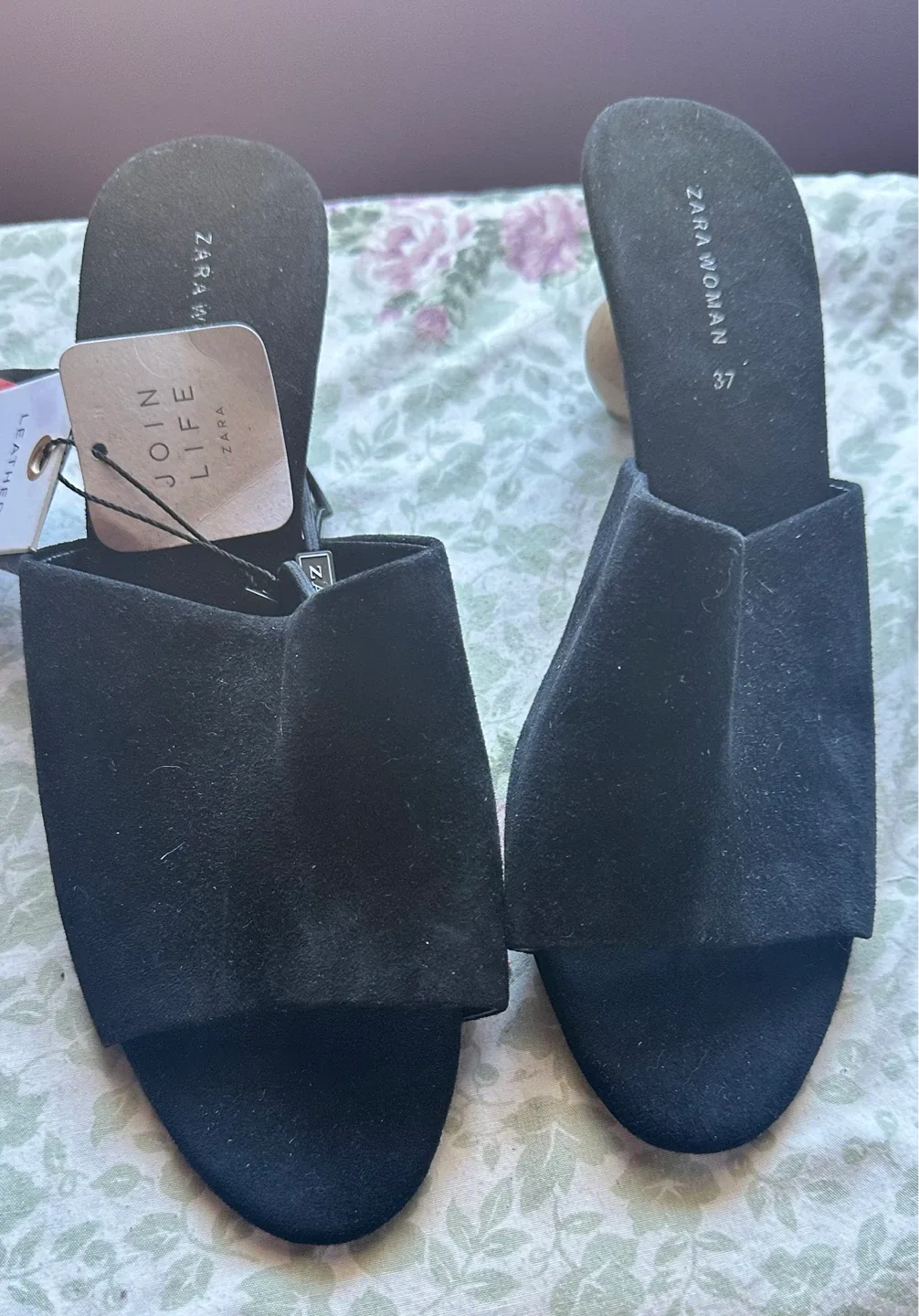Zara Woman Black Heeled Mules - Size 7 image indicator(2)
