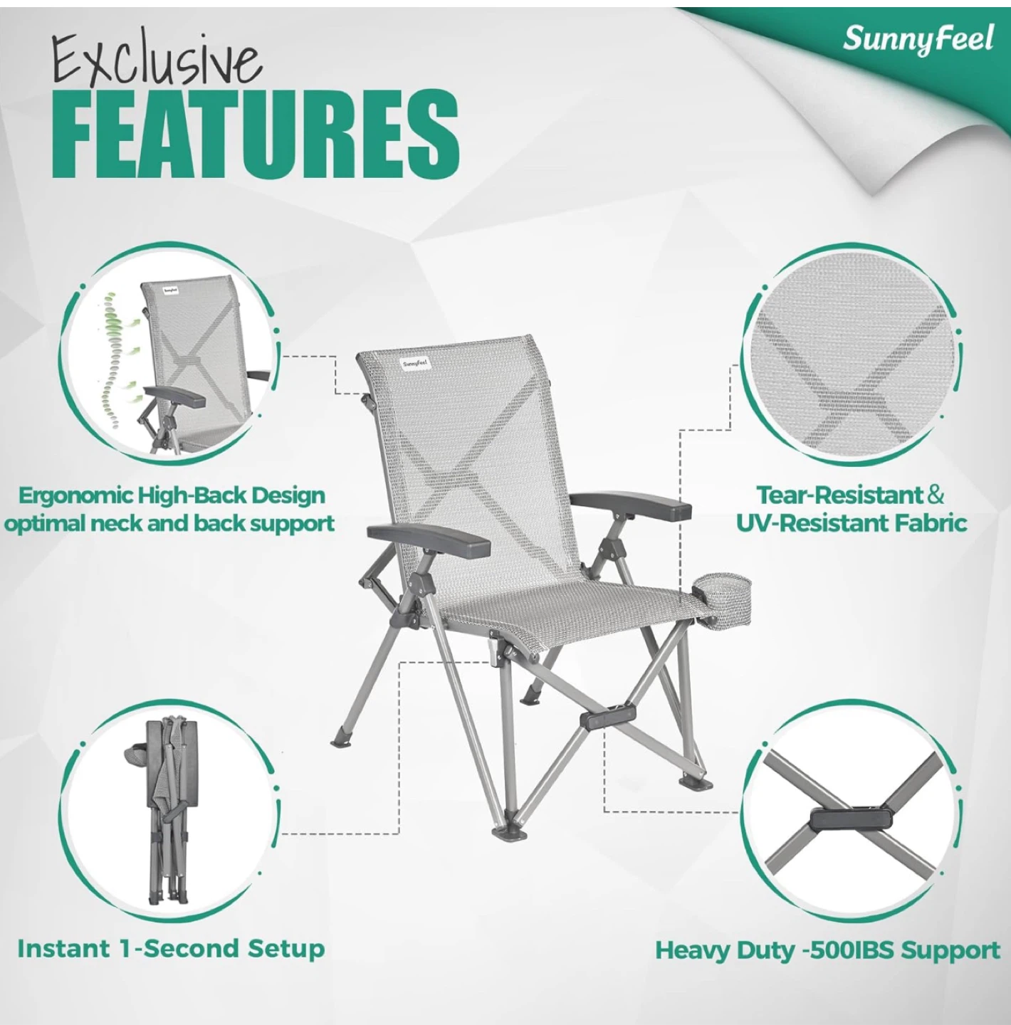 SunnyFeel High-Back Camping Chair with Armrests - photo 5