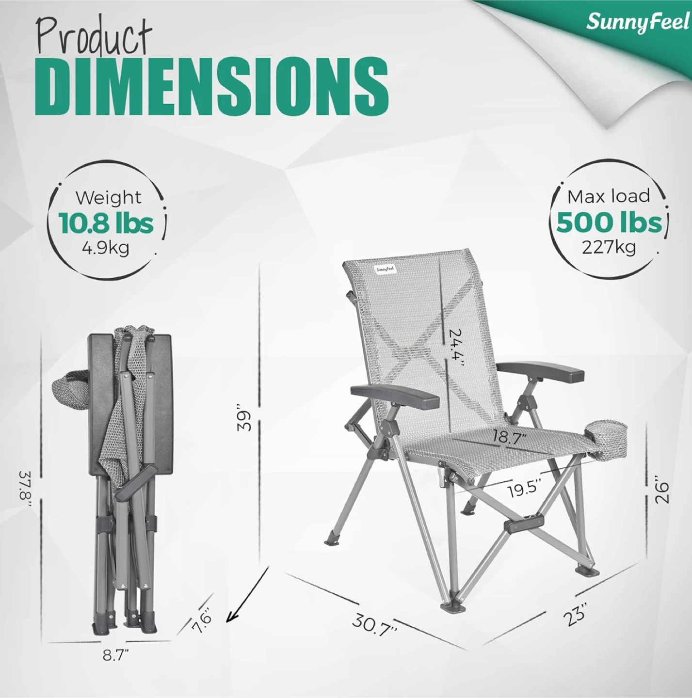 SunnyFeel High-Back Camping Chair with Armrests - photo 3