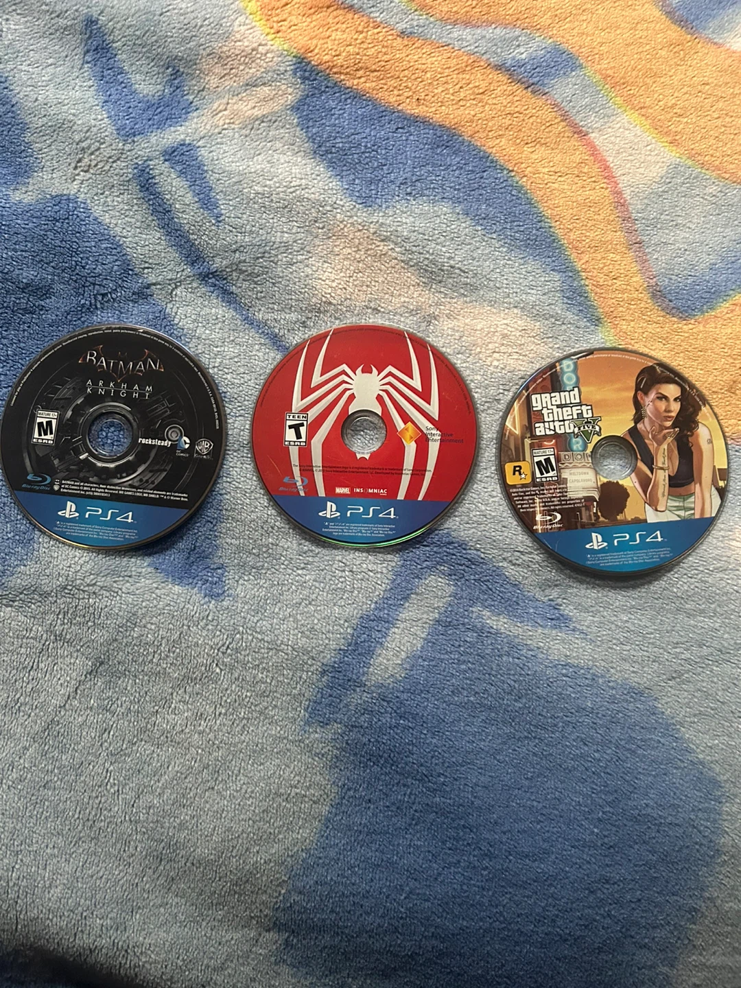PS4 Game Bundle: Spiderman, GTA V, Batman Arkham Knight