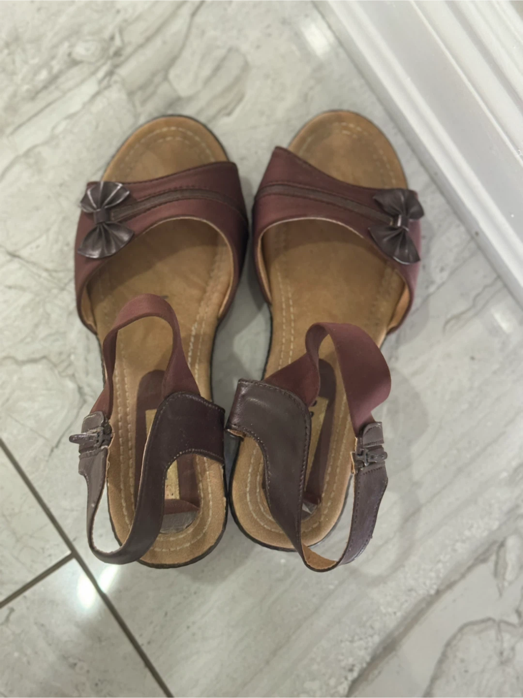 Brown Sandals with Flower Detail - photo 2
