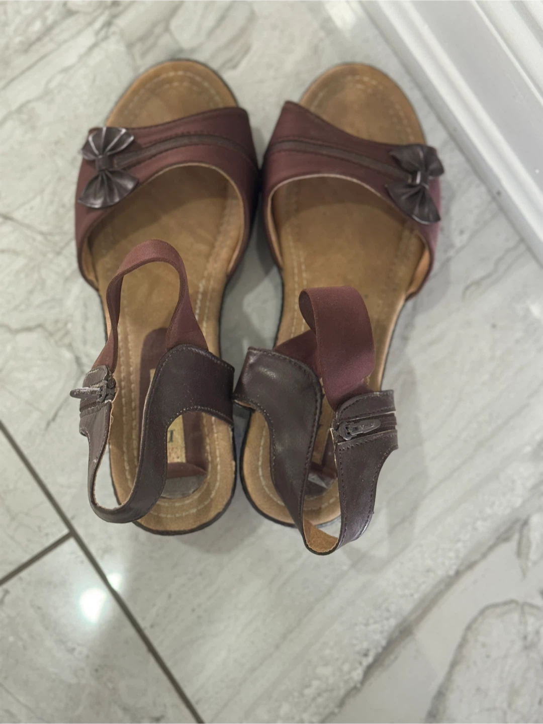 Brown Sandals with Flower Detail - photo 3