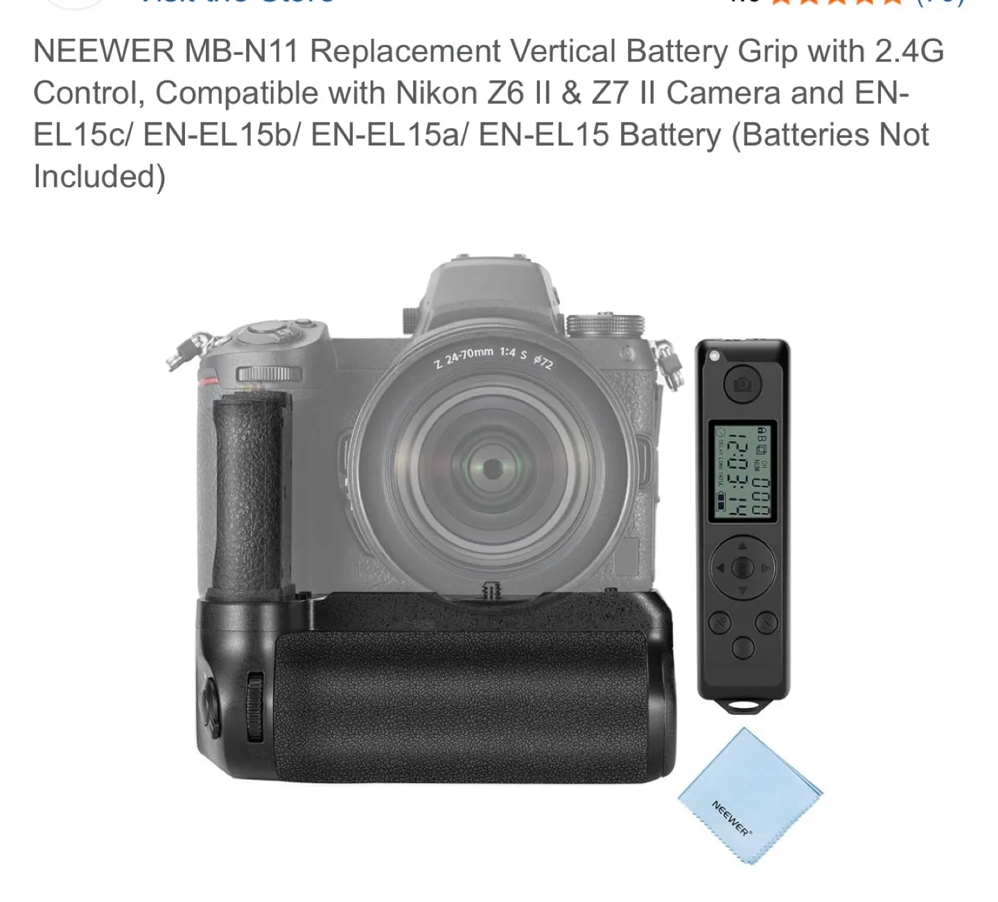 NEEWER MB-N11 Battery Grip for Nikon Z6 II/Z7 II - Like New! thumbnail
