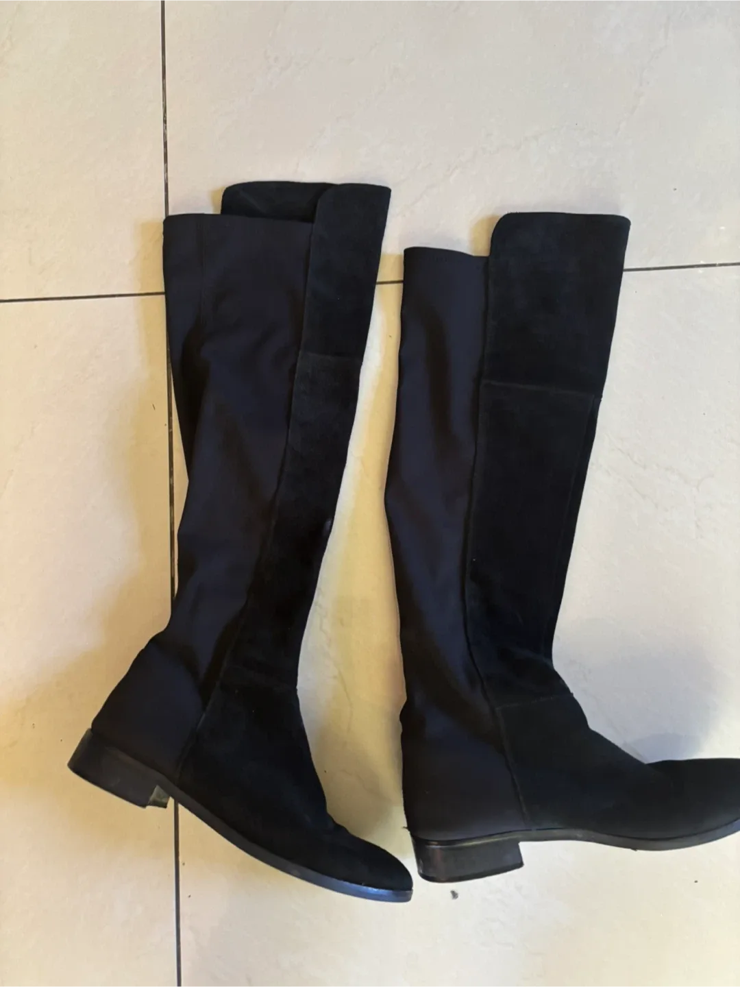 Stuart Weitzman Black Suede Over-the-Knee Boots image indicator(2)
