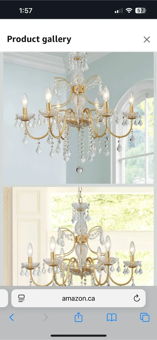 Bestier Gold Crystal Candle Chandelier - 26 x 26 inches image indicator(2)