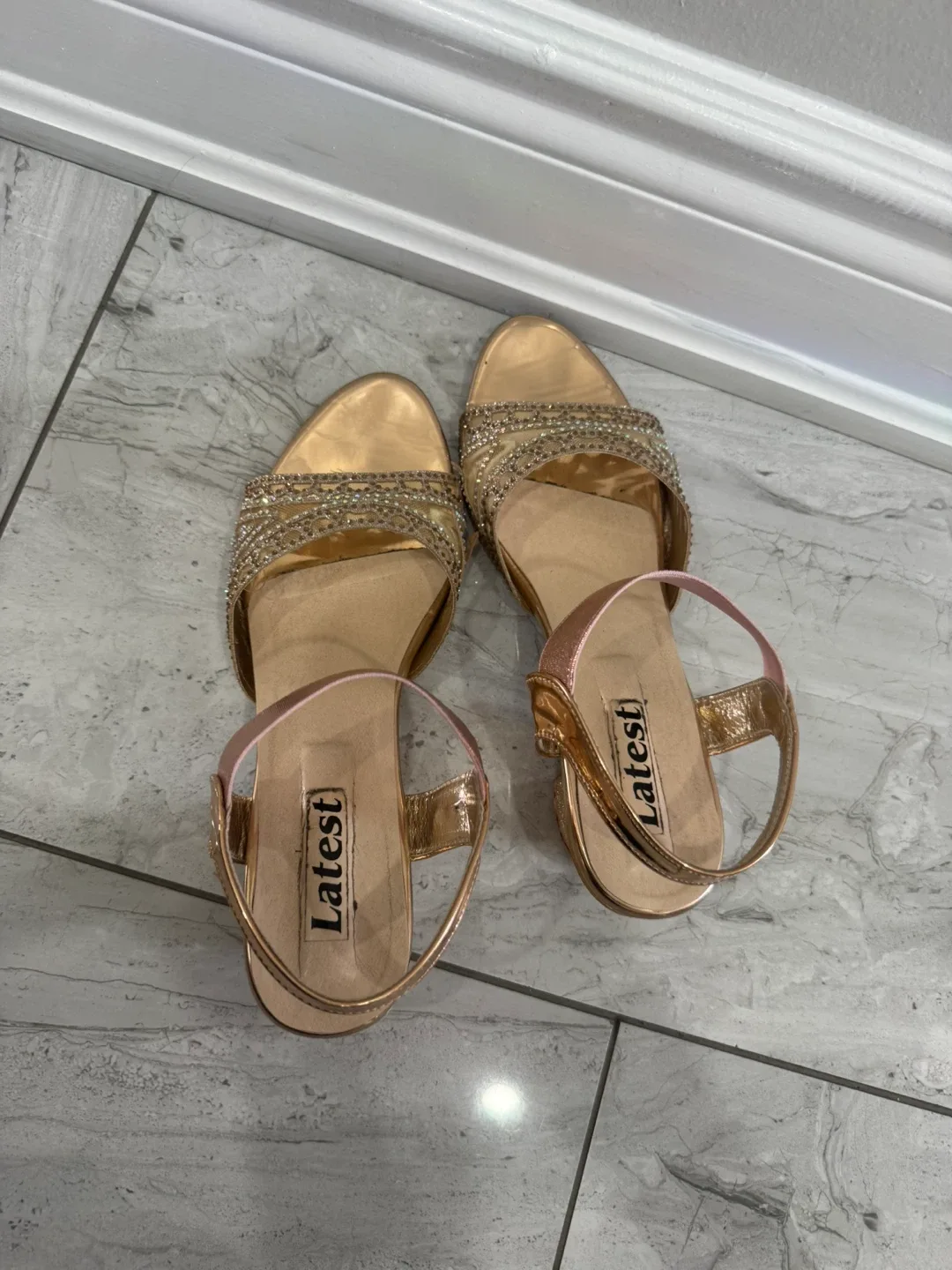 Latest Gold Heels Party Wear - Size 8 thumbnail