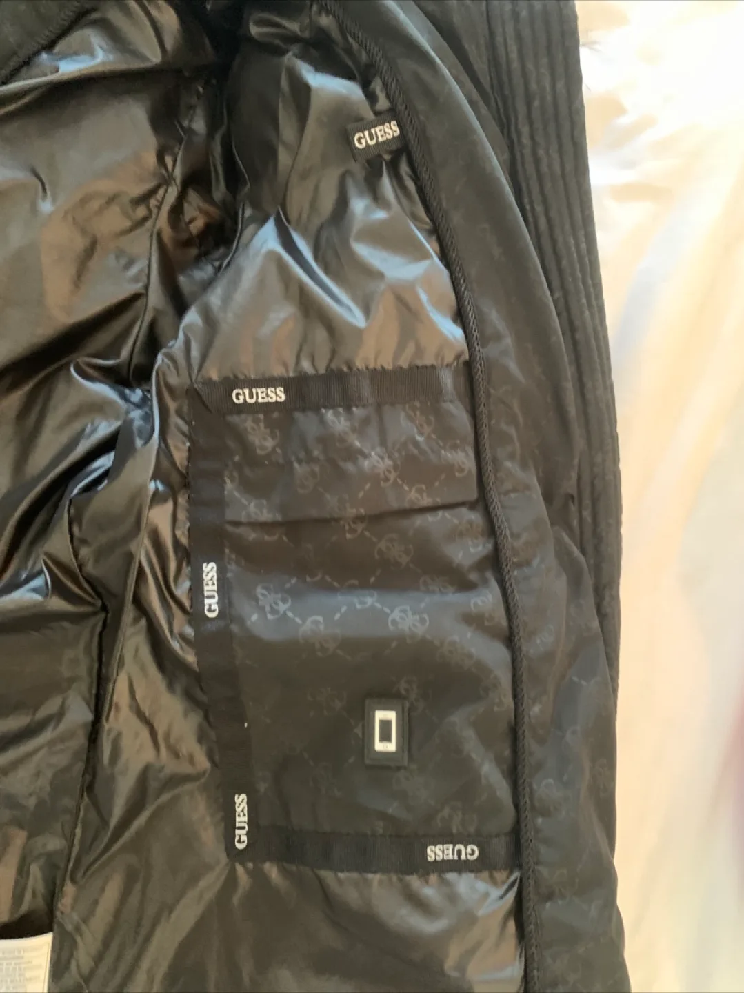 Guess Black Puffer Jacket with Faux Fur Hood (Women) image indicator(5)