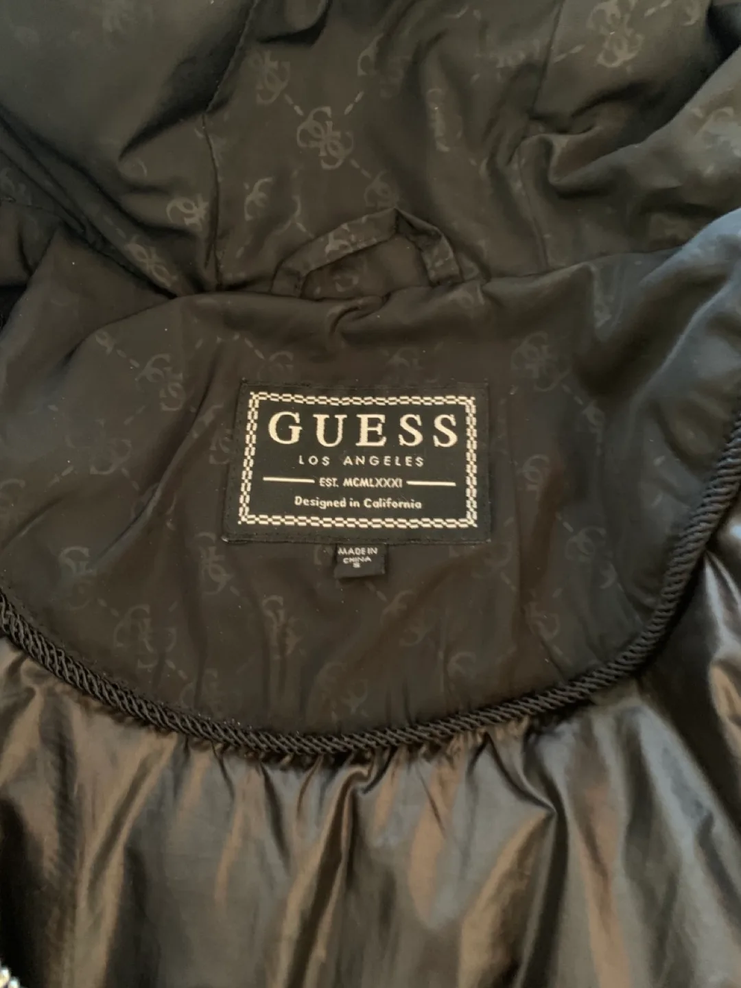 Guess Black Puffer Jacket with Faux Fur Hood (Women) image indicator(3)