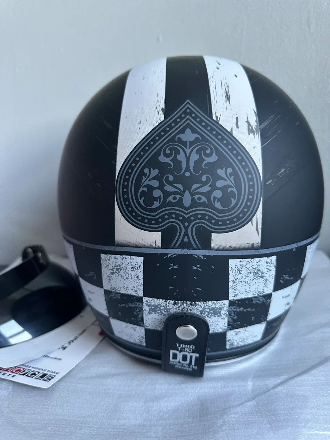 TORC T-50 3/4 Retro Helmet - Flat Black, Champ Graphic-New! thumbnail