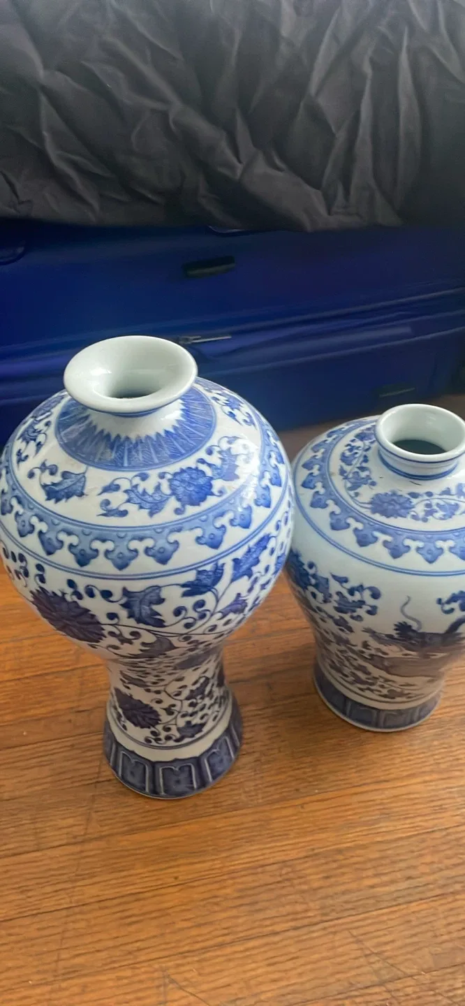 Blue & White Porcelain Vases - Set of 2 image indicator(2)