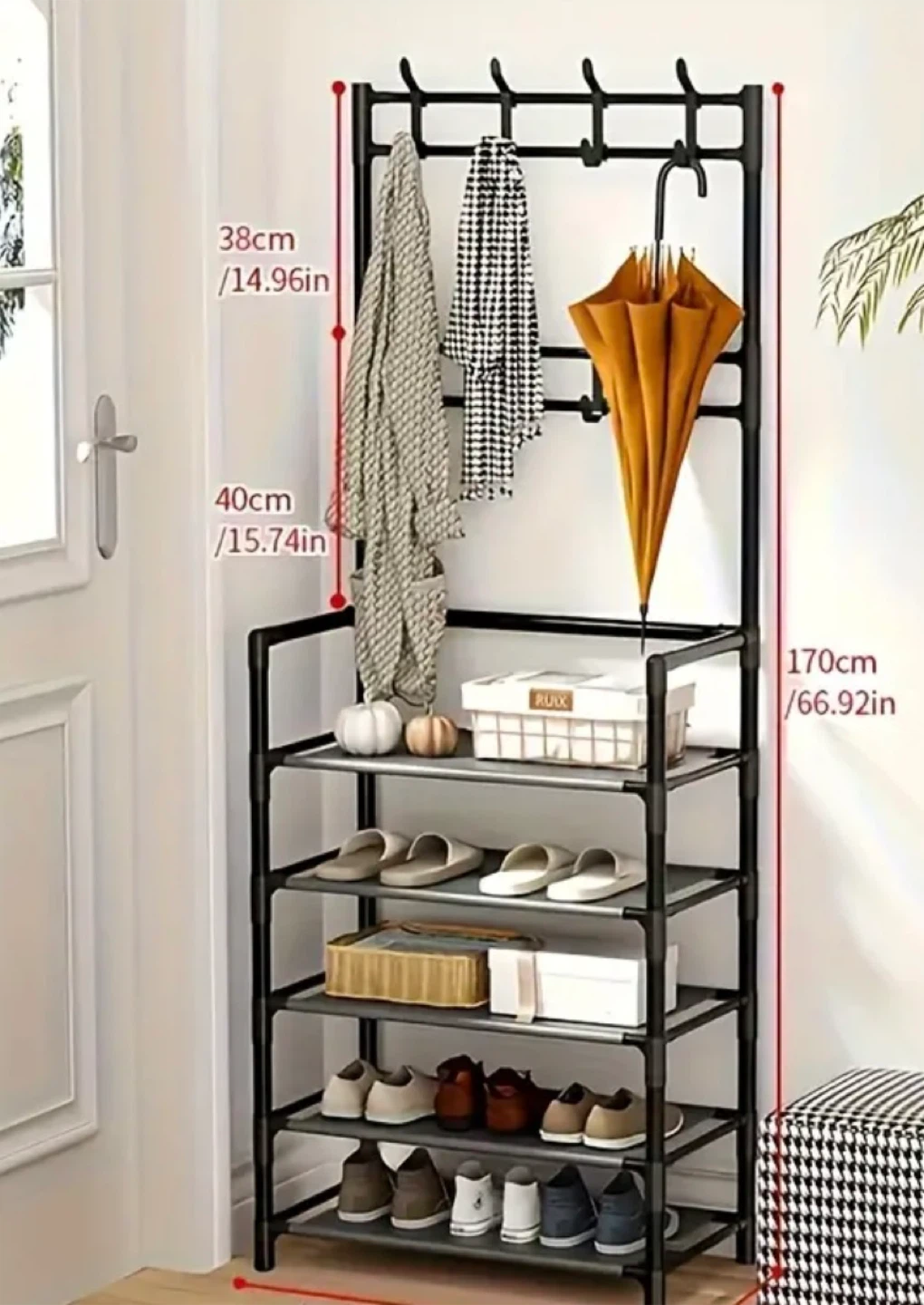 Black Coat Rack Shoe Organizer