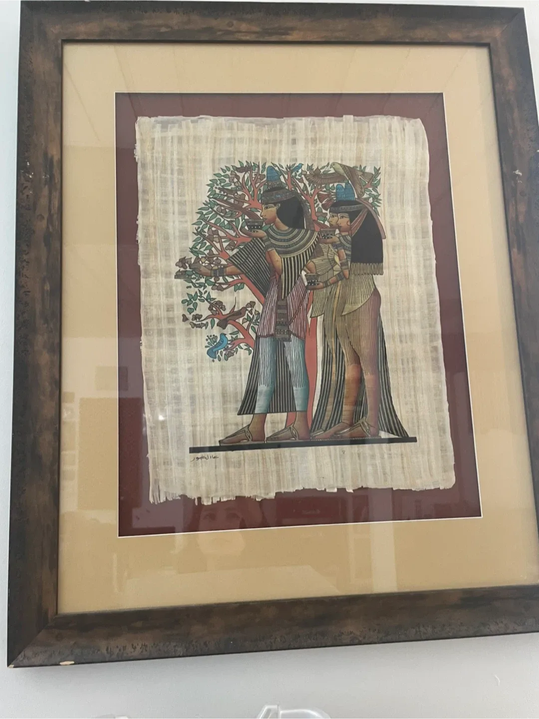 Pair of Framed Egyptian Papyrus Art image indicator(2)