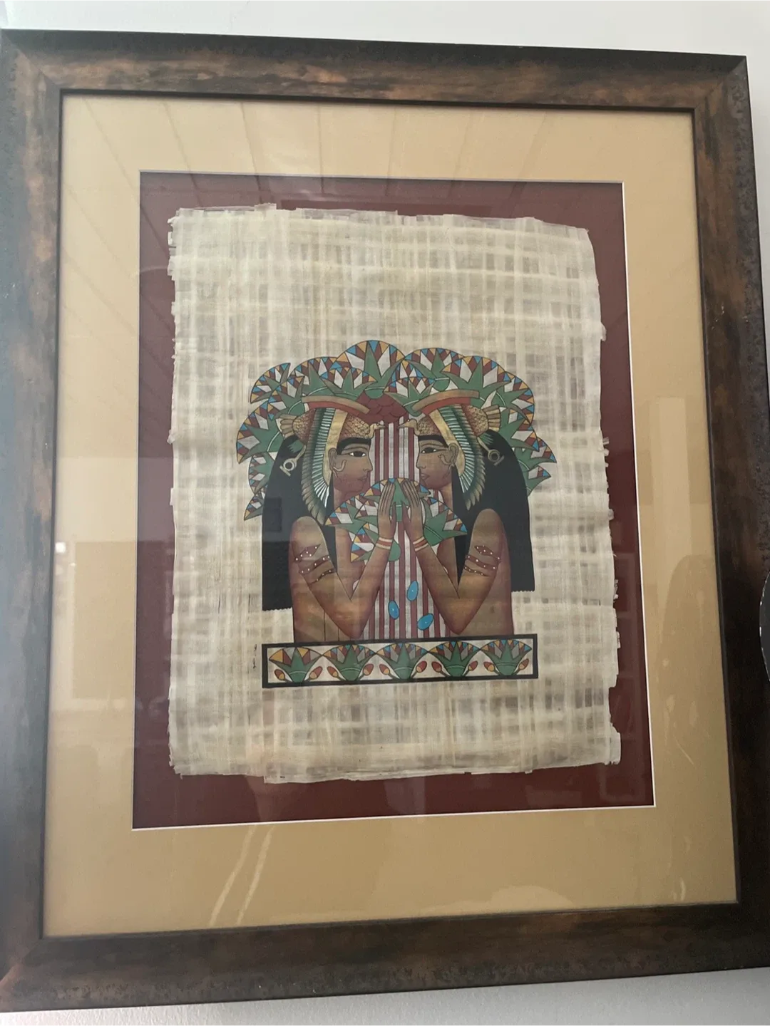 Pair of Framed Egyptian Papyrus Art image indicator(3)