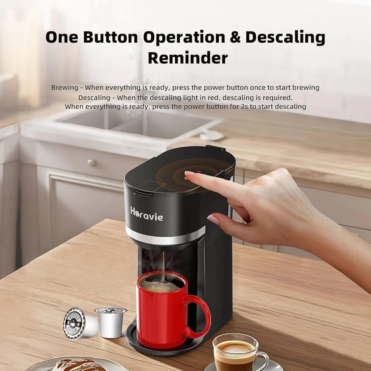 Horavie Single Serve Coffee Maker - K-Pod & Grounds image indicator(4)