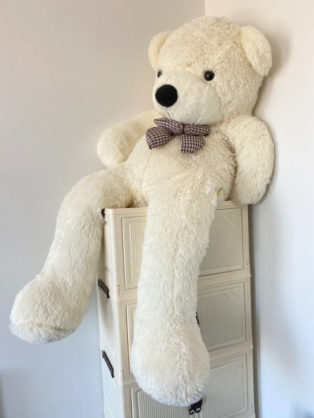 Large White Teddy Bear with Bowtie thumbnail