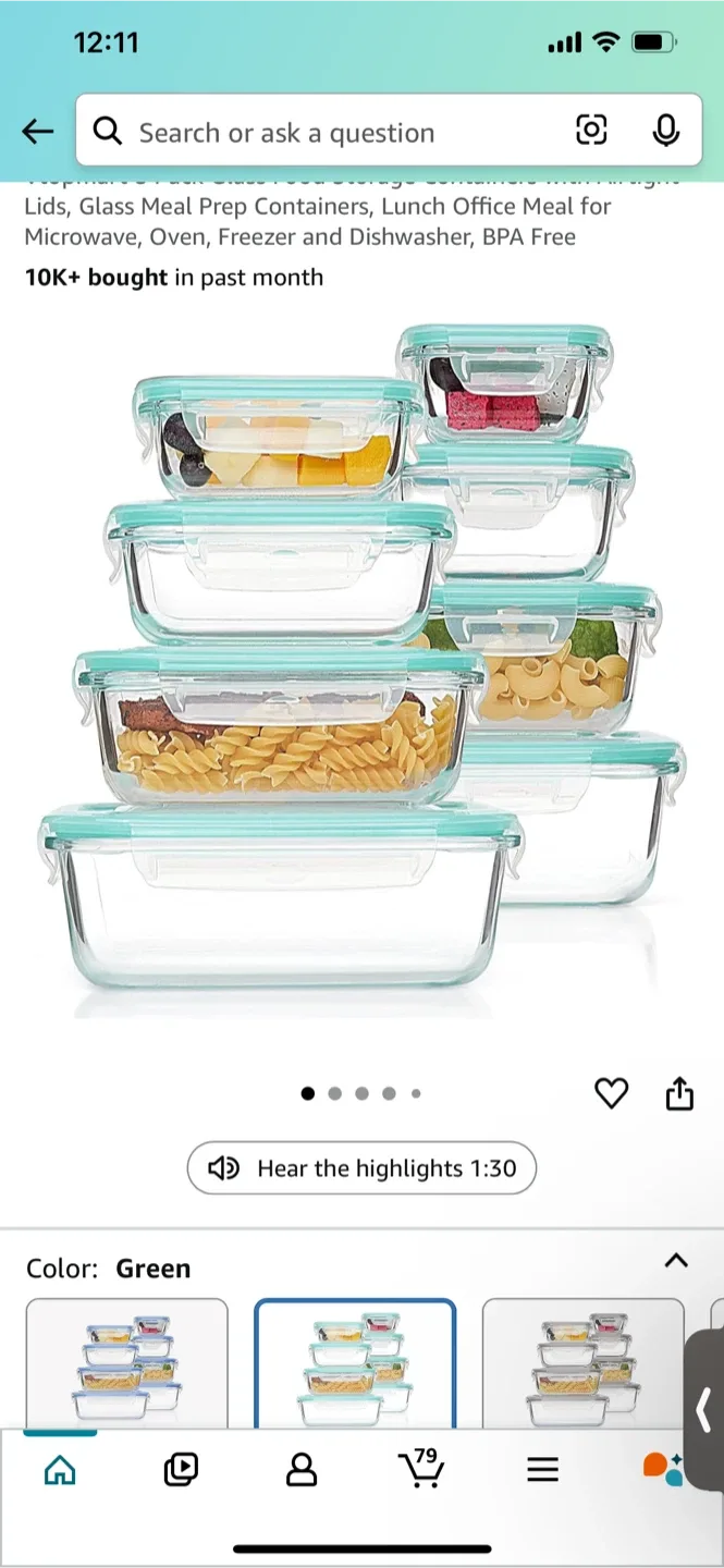 16pcs Leakproof Glass Food Storage Containers (orig.$44) image indicator(7)