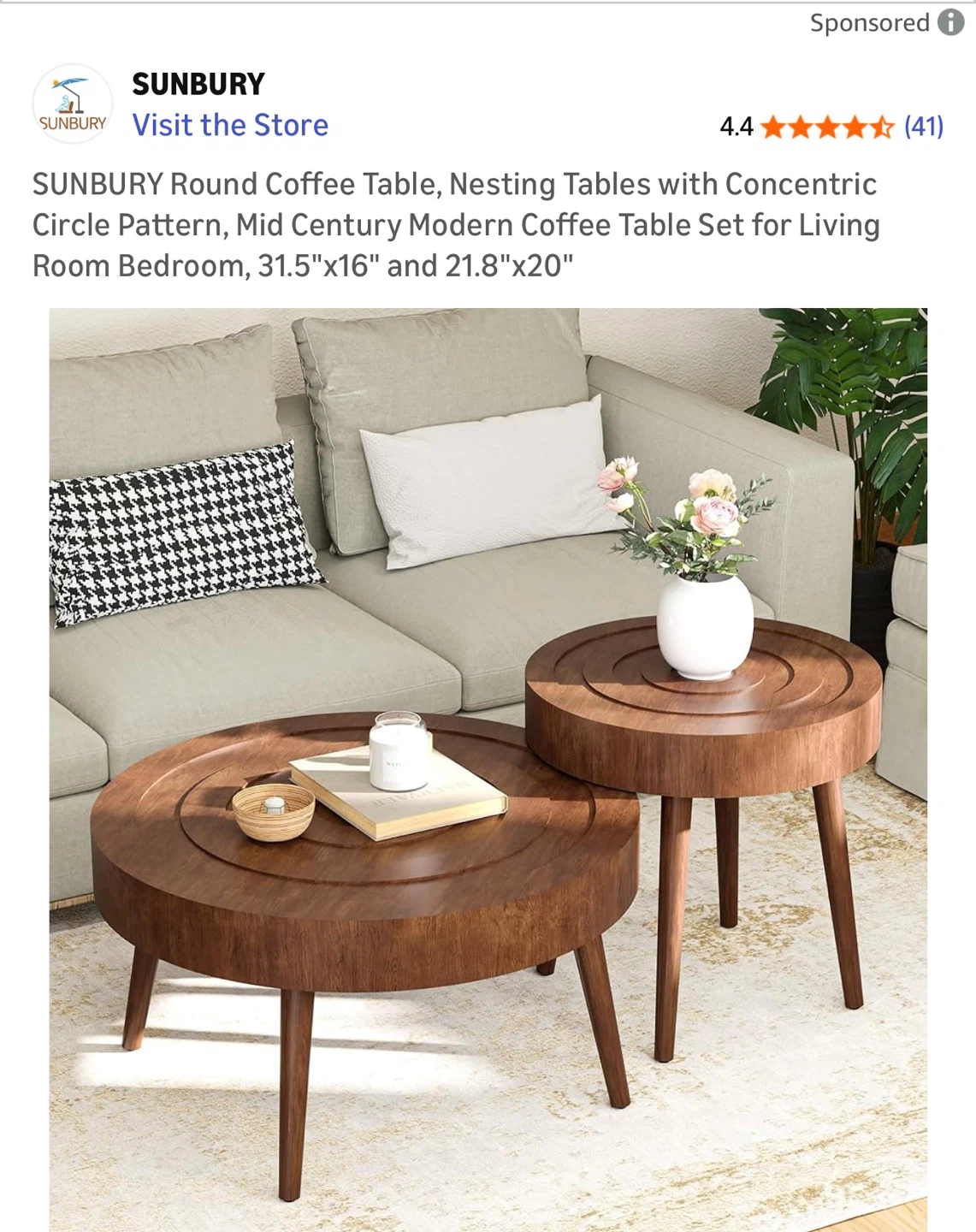 Sunbury Round Nesting Coffee Tables - Mid Century Modern