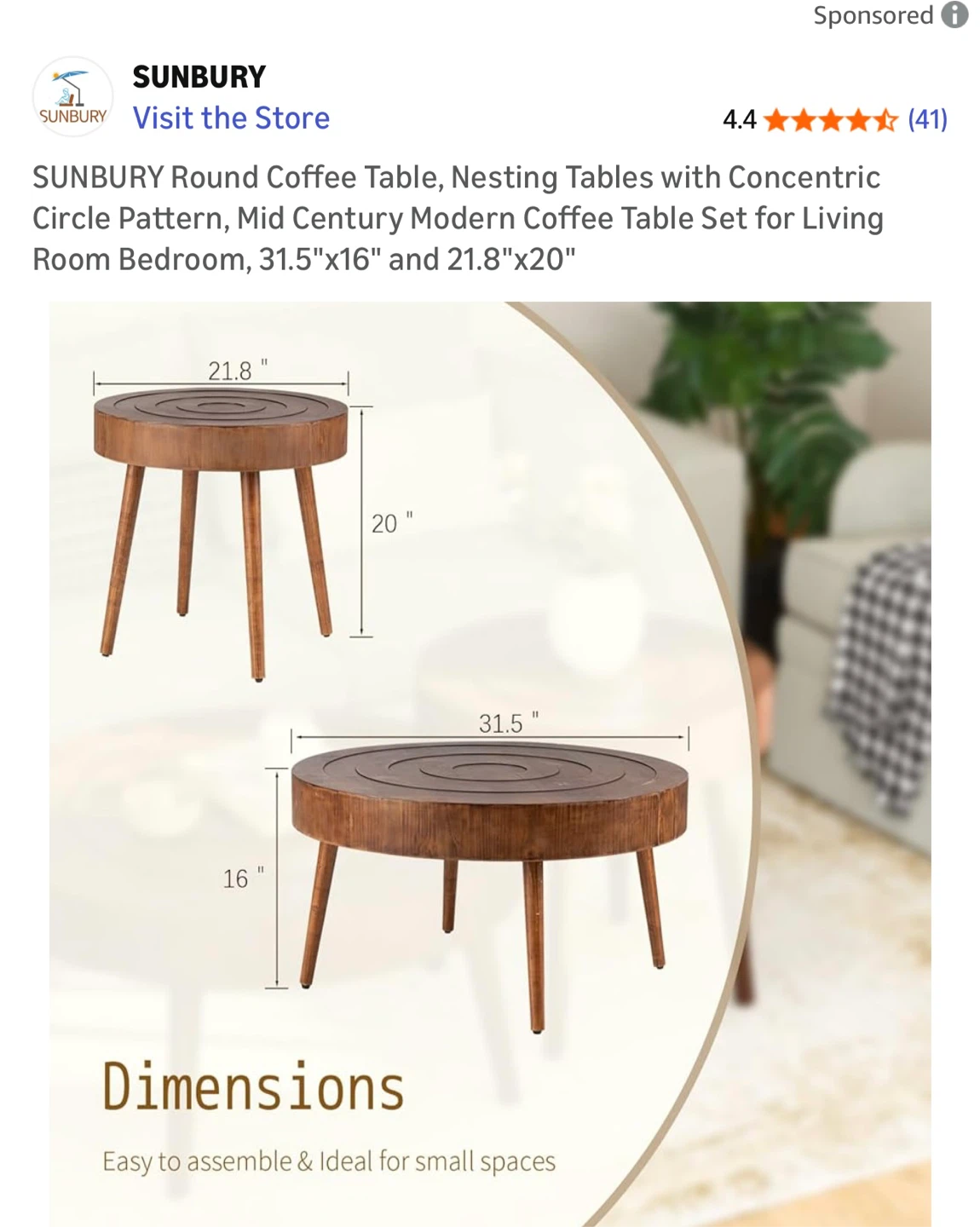 Sunbury Round Nesting Coffee Tables - Mid Century Modern - photo 2