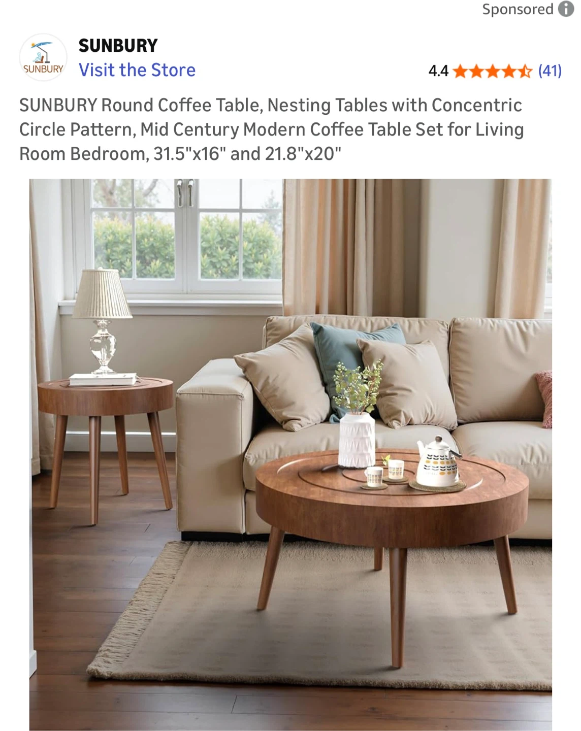 Sunbury Round Nesting Coffee Tables - Mid Century Modern - photo 3