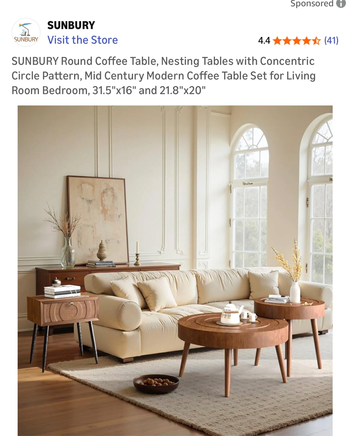 Sunbury Round Nesting Coffee Tables - Mid Century Modern - photo 4