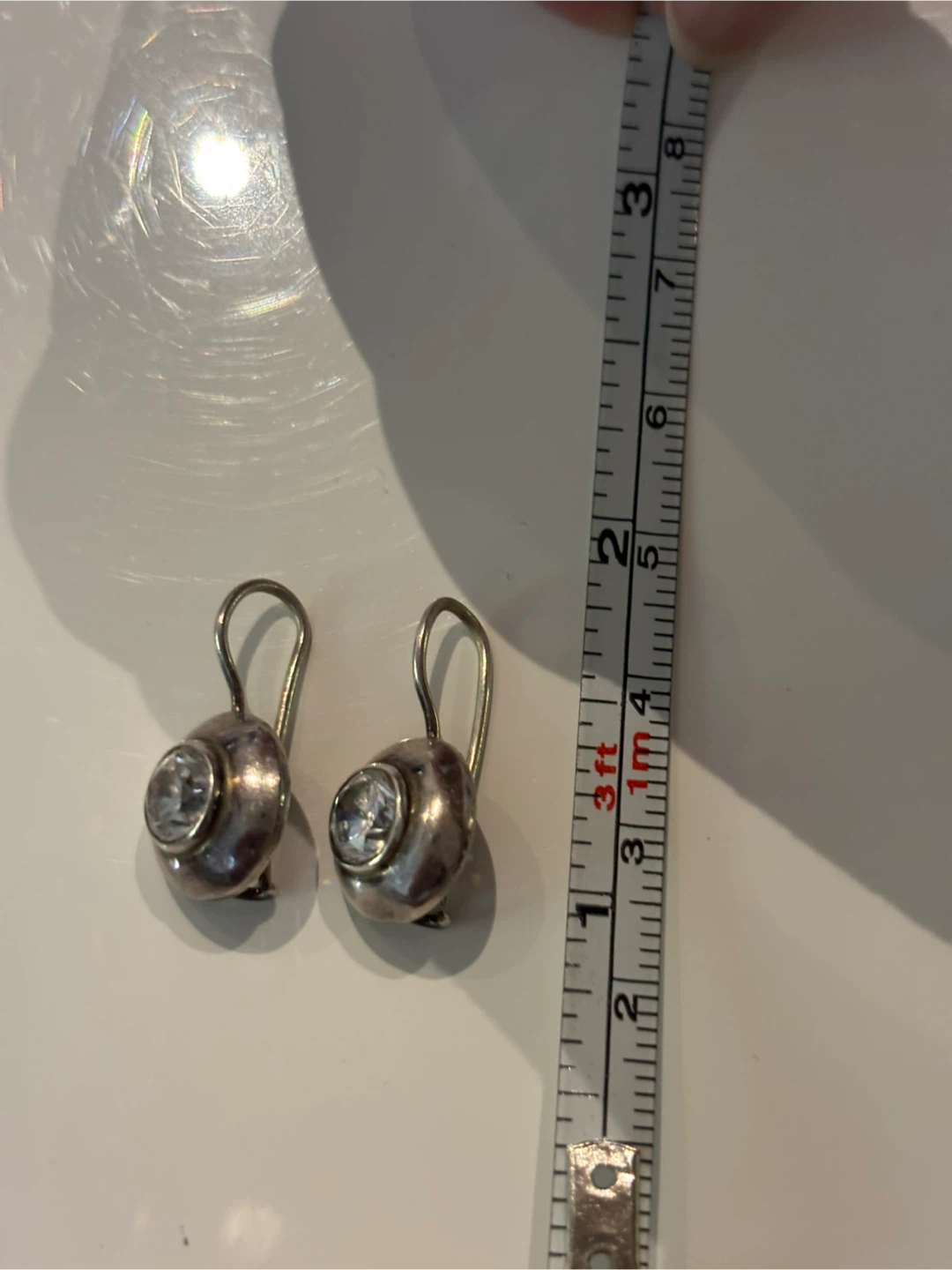 925 Sterling Silver Drop Earrings with Clear Stone - photo 2