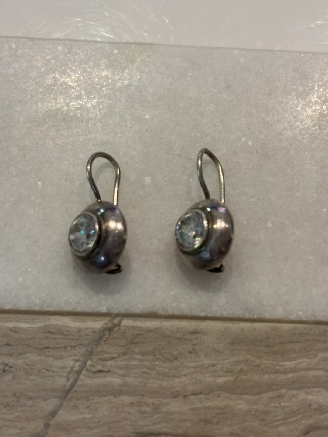 Silver Drop Earrings with Clear Stone thumbnail