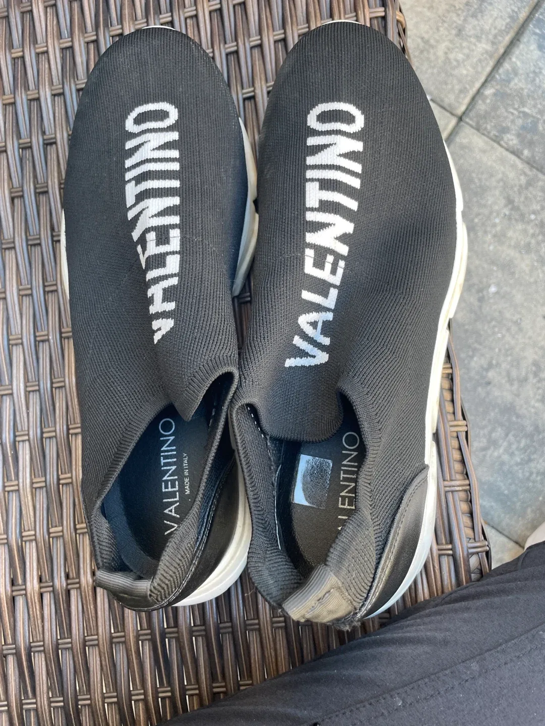 Valentino Black Knit Slip-On Sneakers thumbnail