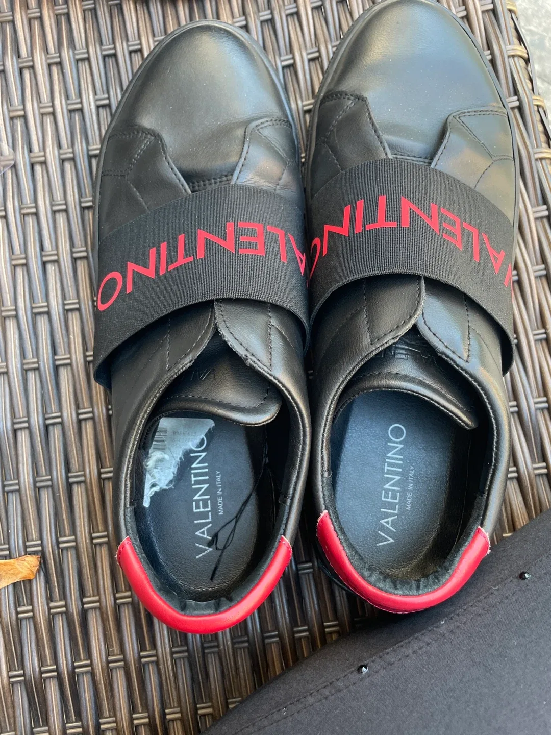 Valentino Black Leather Sneakers Size 44 thumbnail