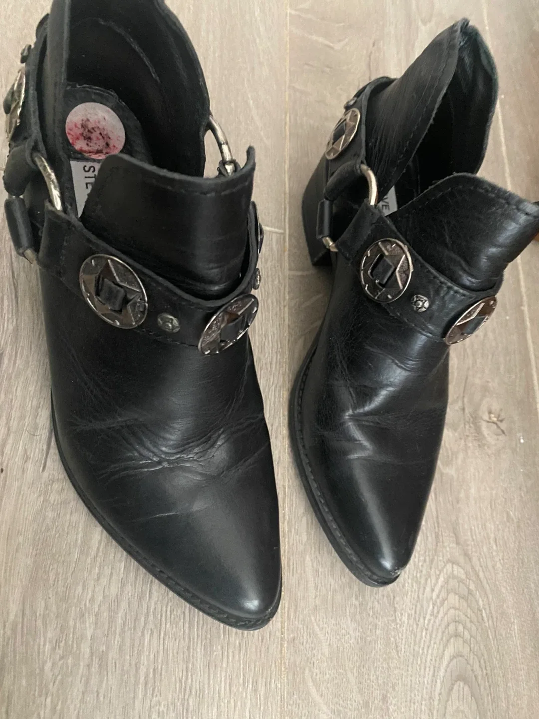 Steve Madden Black Leather Ankle Boots thumbnail