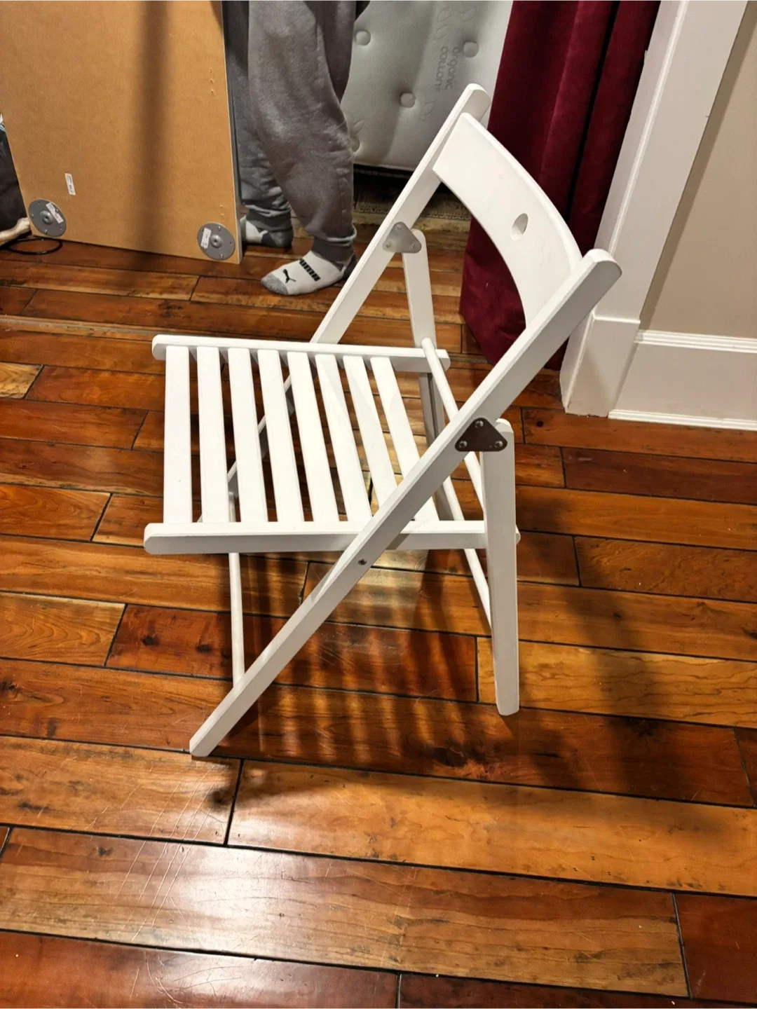 IKEA White Folding Chair with Grey Cushion image indicator(4)