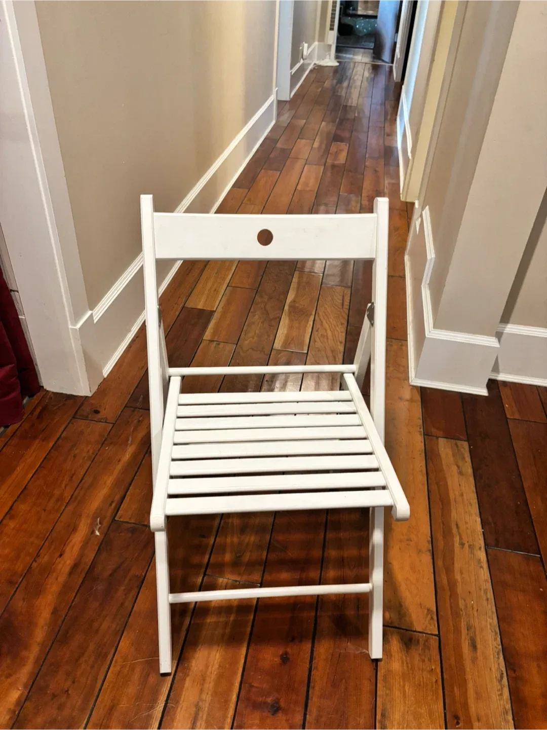 IKEA White Folding Chair with Grey Cushion image indicator(2)