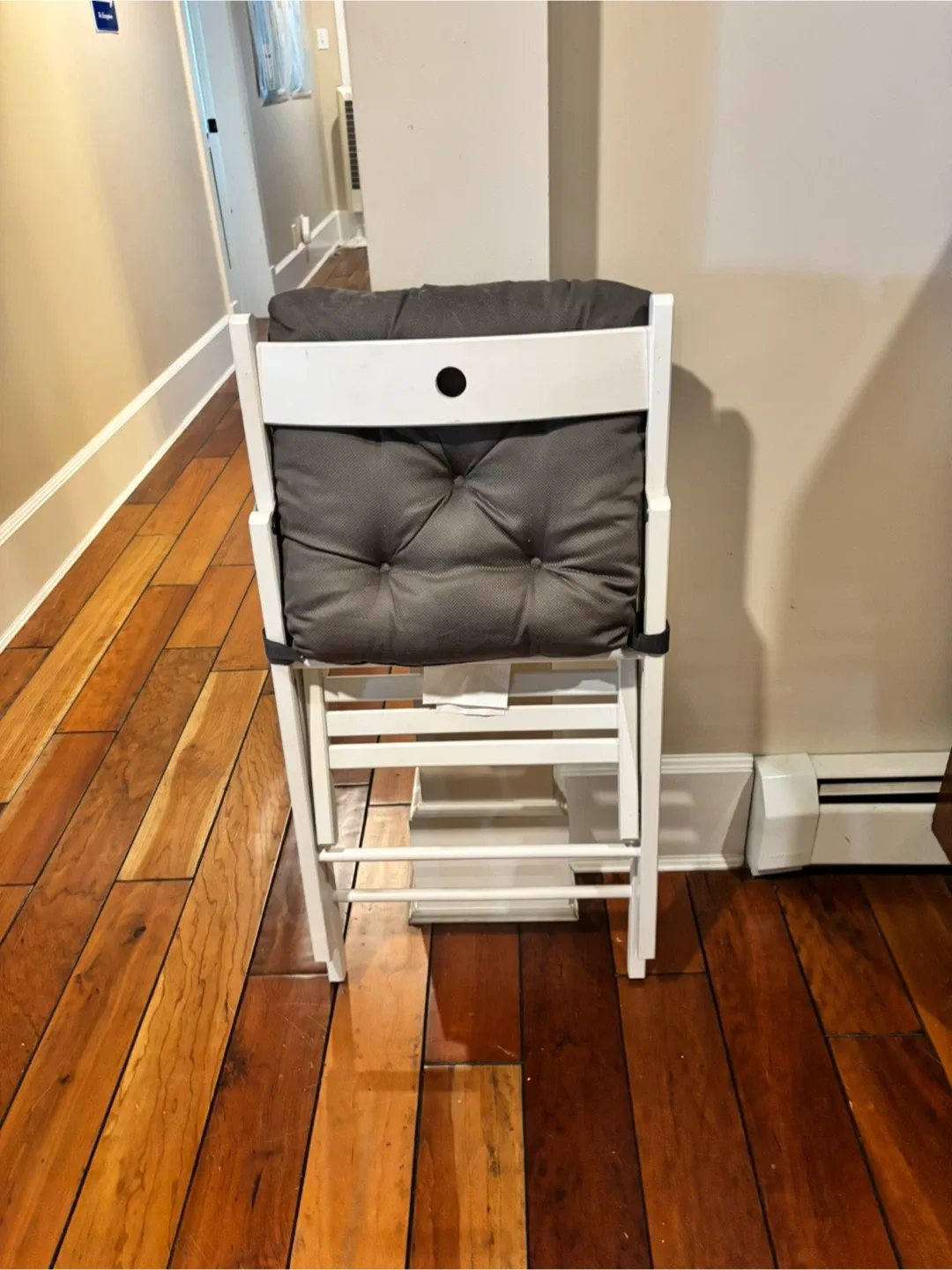 IKEA White Folding Chair with Grey Cushion image indicator(5)