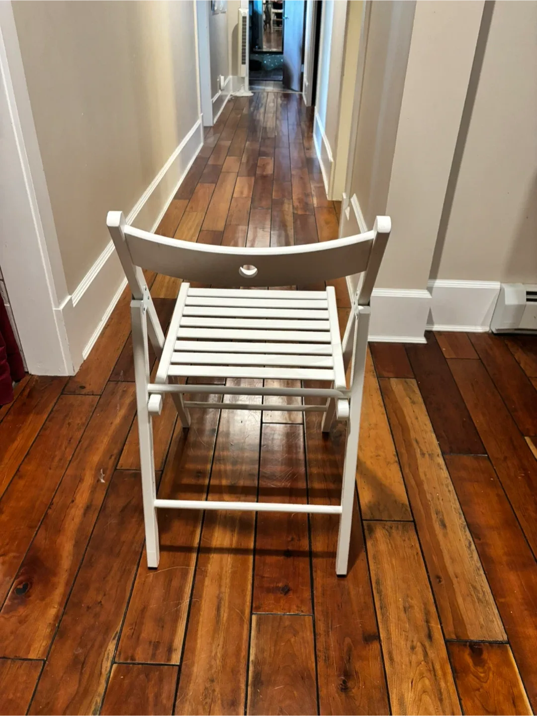 IKEA White Folding Chair with Grey Cushion image indicator(3)