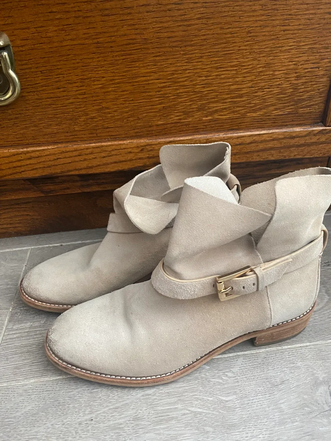 Michael Kors Beige Suede Ankle Boots thumbnail