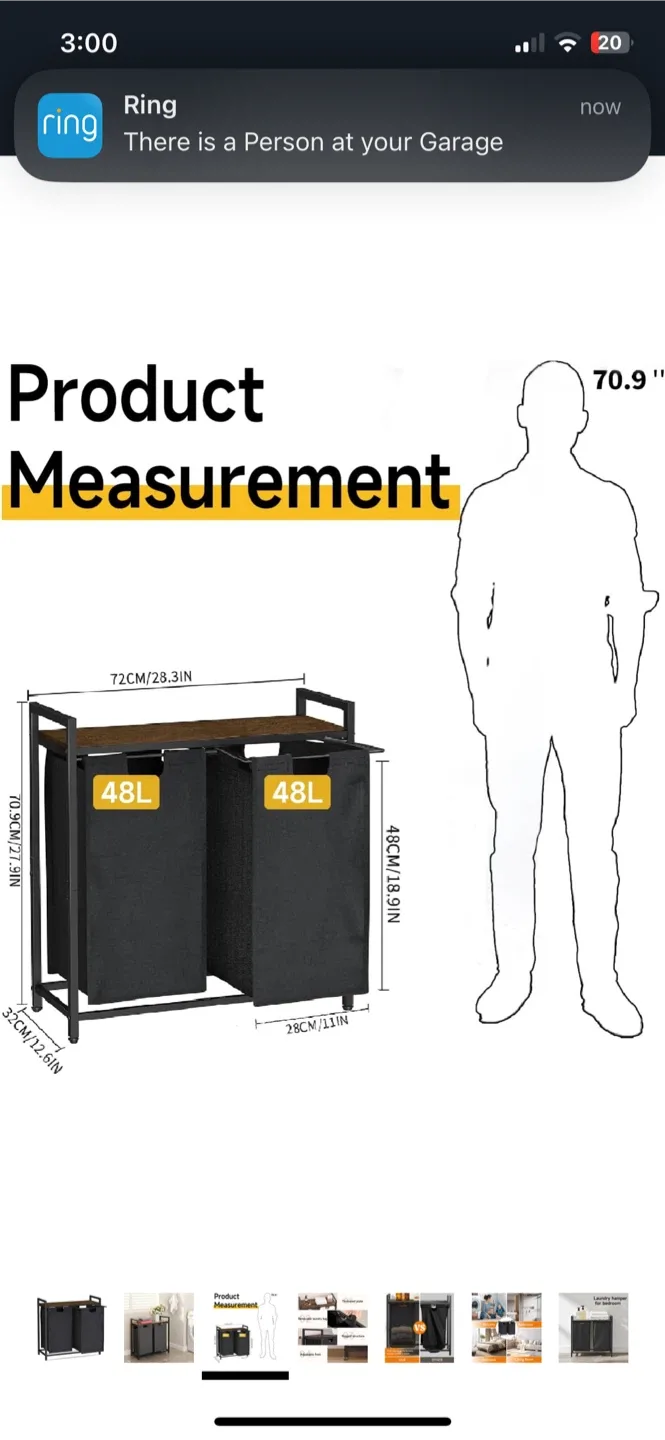 Vautrezon Double Laundry Hamper Sorter image indicator(4)