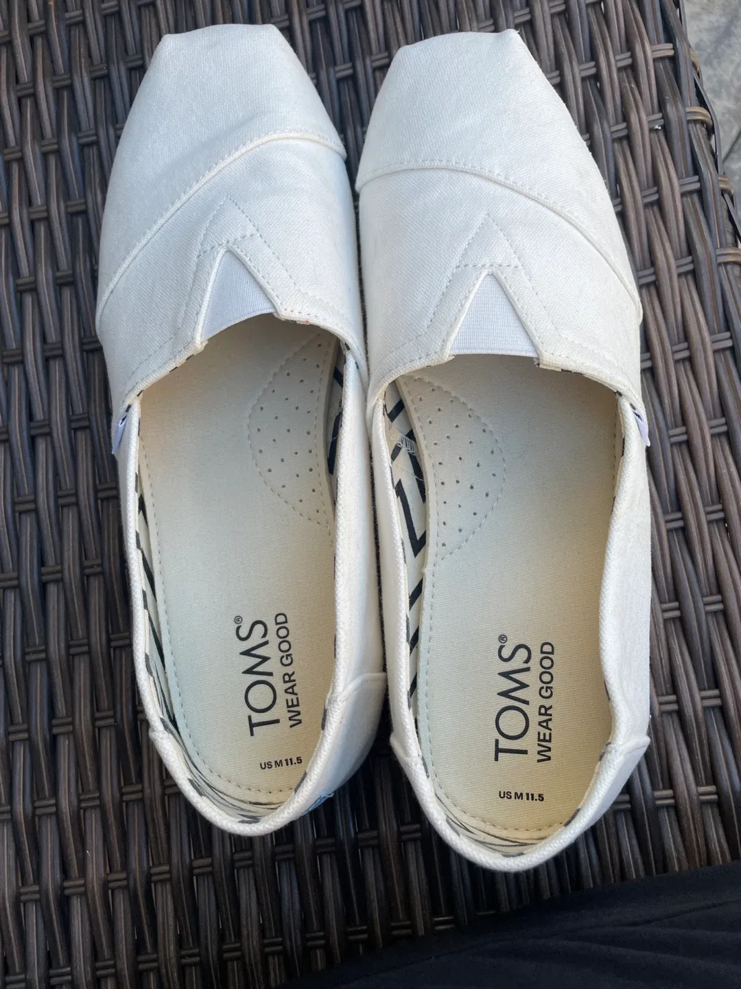 TOMS Wear Good White Canvas Shoes - US Mens 11.5 thumbnail