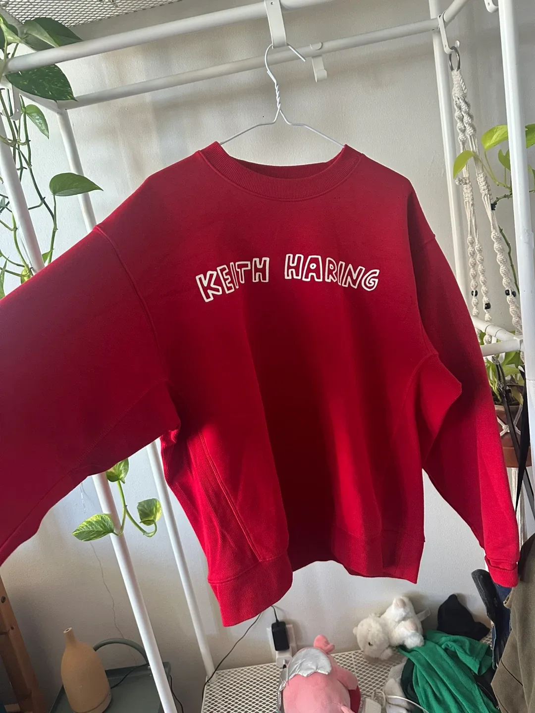 H&M x Keith Haring Red Oversized Sweatshirt - Size M