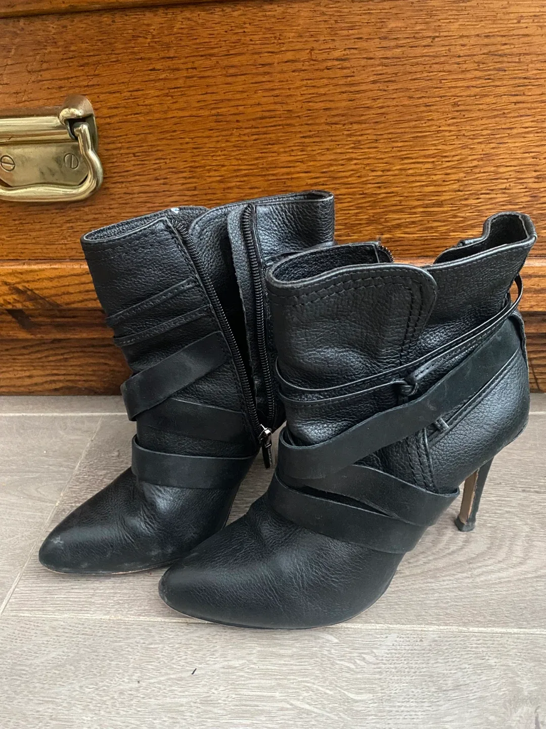 Vince Camino Black Leather Heeled Ankle Boots thumbnail