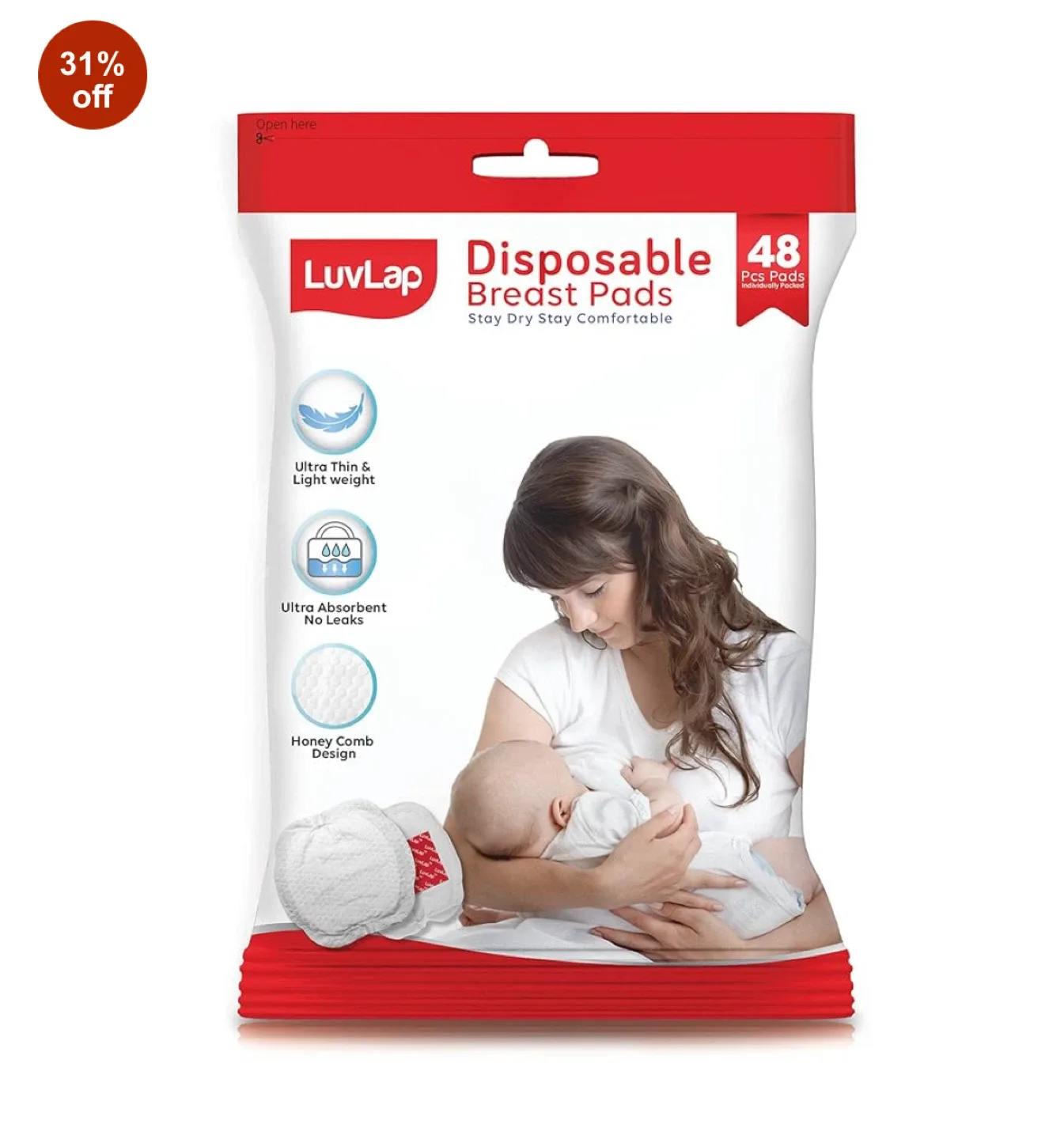 LuvLap Disposable Breast Pads - 48 Count thumbnail