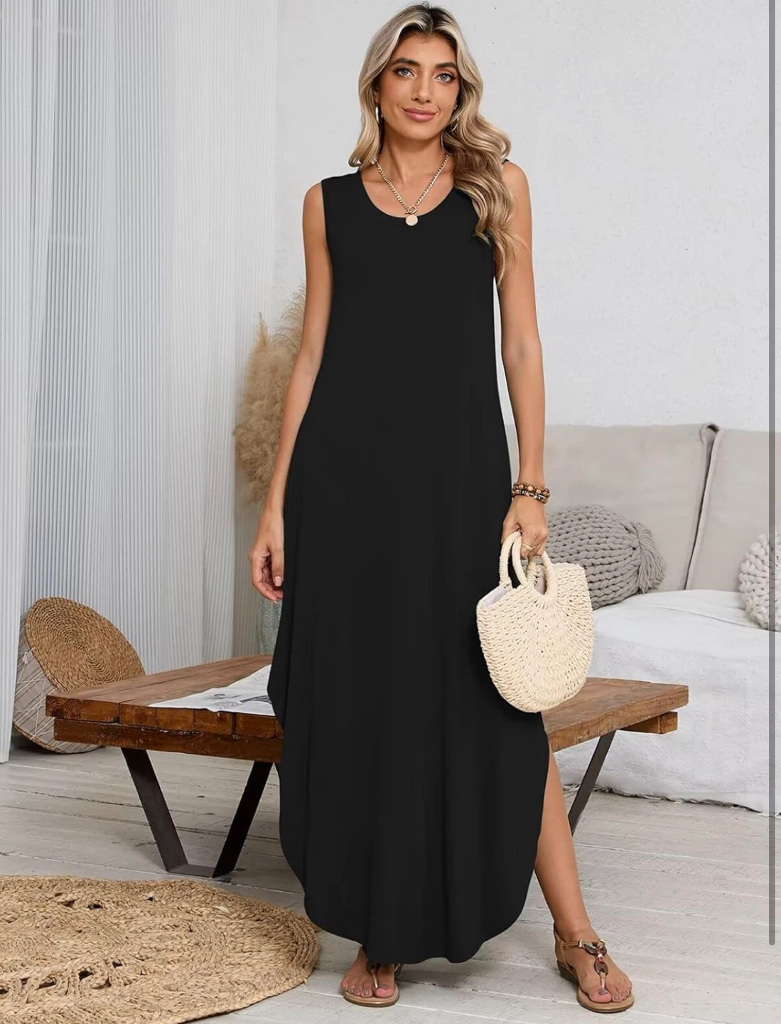 NEW! Cuptacc 3XL Black Sleeveless Maxi T-shirt Dress - photo 4