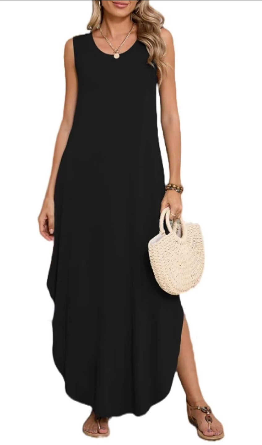 NEW! Cuptacc 3XL Black Sleeveless Maxi T-shirt Dress
