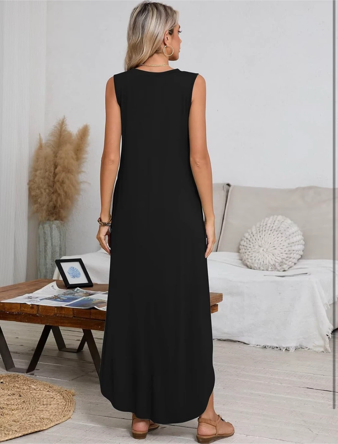 NEW! Cuptacc 3XL Black Sleeveless Maxi T-shirt Dress - photo 3