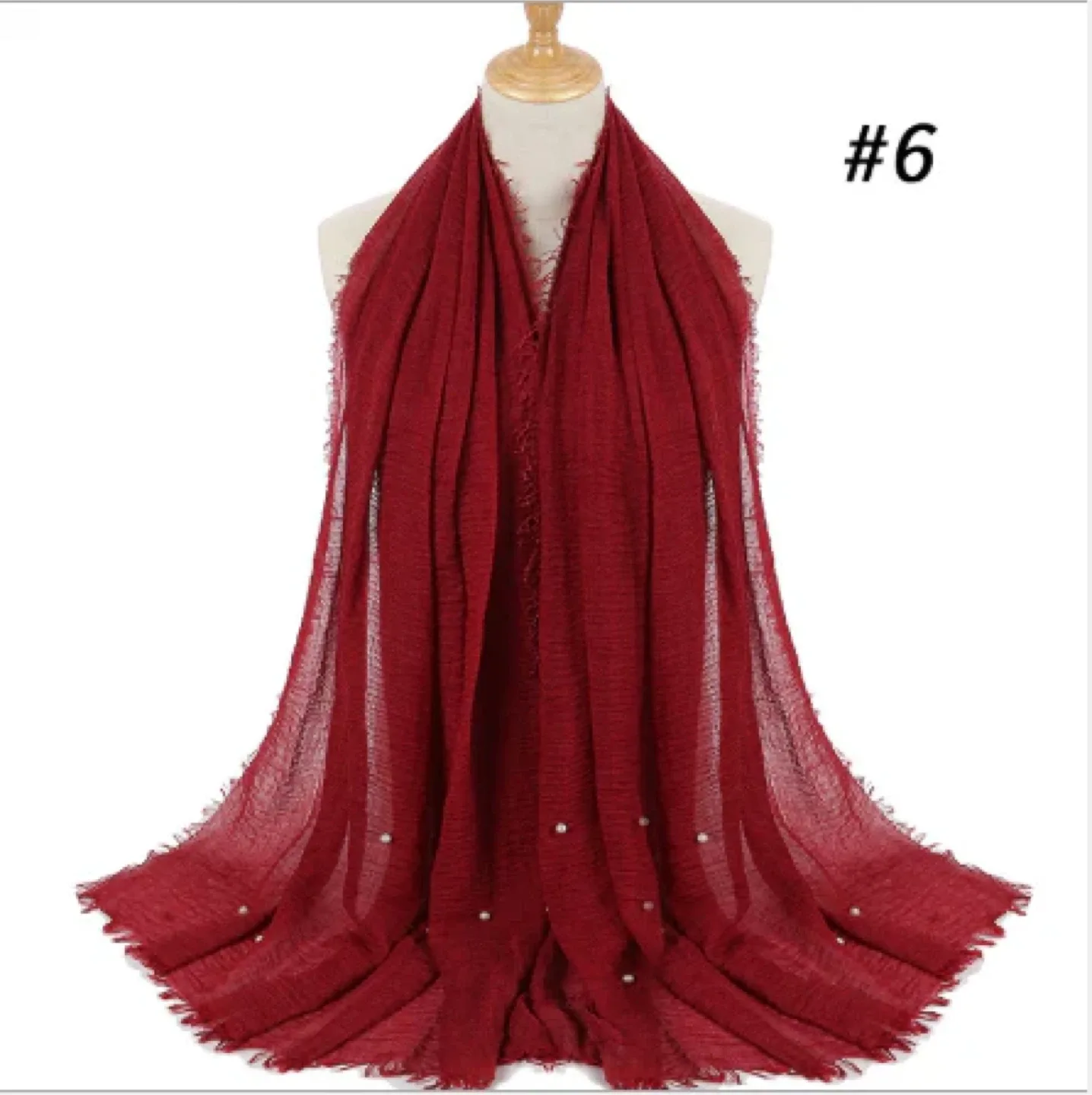 Maroon Red Hijab/Shawl/Scarf with Pearls